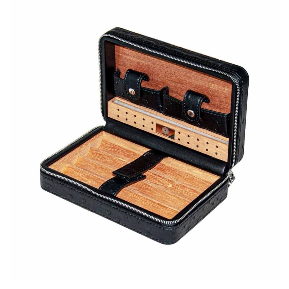 Elegant Black Leather Cigar Case